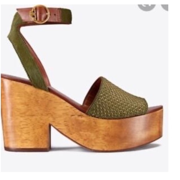 Tory Burch Camilla Calf Hair Wooden Platform Sandal - Picture 2 of 7